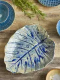 Тарелка сервировочная Bloomingville Rowan, каменная керамика, овальная, 26,5 32,5 см, синяя — фото 4