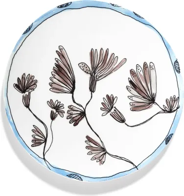 Тарелка сервировочная Serax Midnight Flowers, костяной фарфор, 35 см, синяя