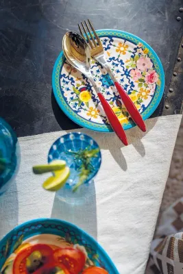 Тарелка обеденная Guzzini Flowers Lemon, меламин, 27,5 см, синяя