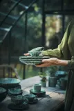 Набор обеденных тарелок Serax Verde Lanza, 2 предмета, каменная керамика, 27 см, зелёные — фото 8