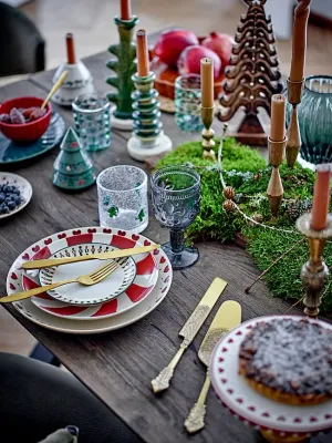 Тарелка десертная Bloomingville Yule, каменная керамика, 23 см, бежевая со спиральным узором