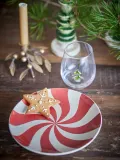 Тарелка десертная Bloomingville Yule, каменная керамика, 23 см, бежевая со спиральным узором — фото 3