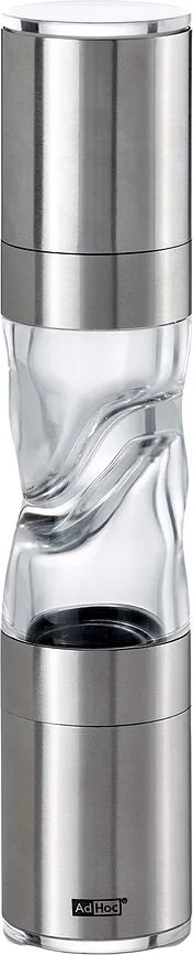 Мельница для соли и перца AdHoc Duomill Pure, акрил, серебристая