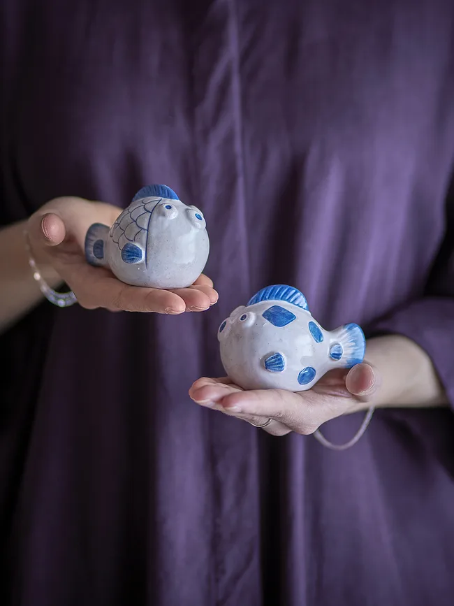 Набор для специй Bloomingville Fugu, 2 шт., керамика, синяя