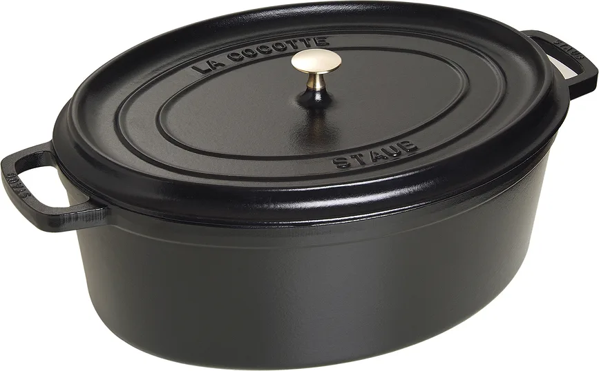 Кастрюля Staub La Cocotte, 12 л, 41 см, чугун, антипригарное покрытие, чёрная