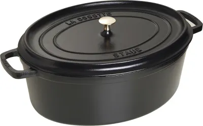 Кастрюля Staub La Cocotte, 12 л, 41 см, чугун, антипригарное покрытие, чёрная