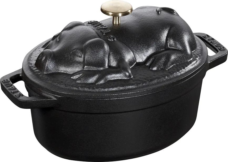 Кастрюля Staub Special Cocotte swinka, 1 л, 17 см, чугун, антипригарное покрытие, чёрная