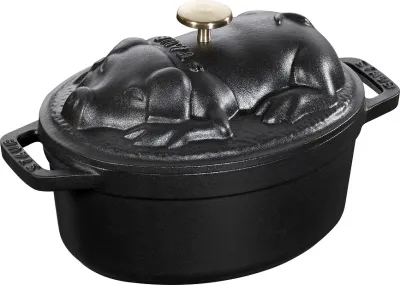 Кастрюля Staub Special Cocotte swinka, 1 л, 17 см, чугун, антипригарное покрытие, чёрная