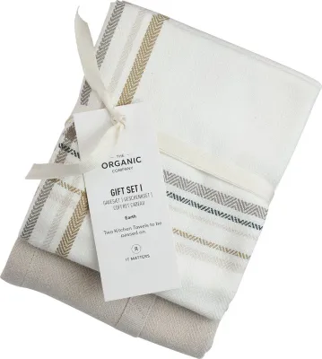 Набор кухонных полотенец The Organic Company Gift, 2 шт., хлопок, 86 53 см, бежевое