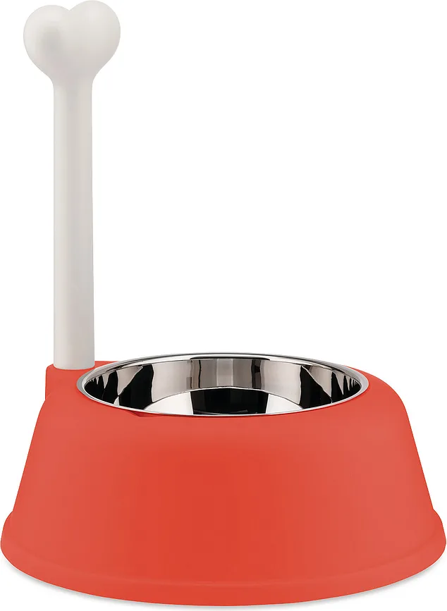Миска для собак A di Alessi Lupita, нержавеющая сталь, 32 см, 1500 мл, красная