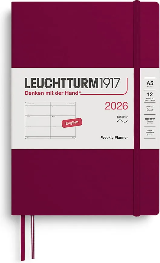 Блокнот Leuchtturm 1917, 2026 EN, A5, красный
