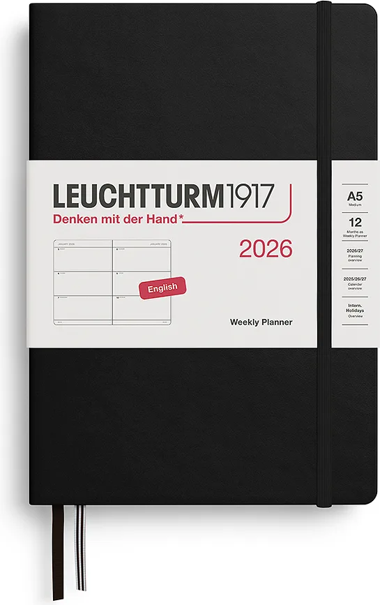 Блокнот Leuchtturm 1917, 2026 EN, A5, чёрный