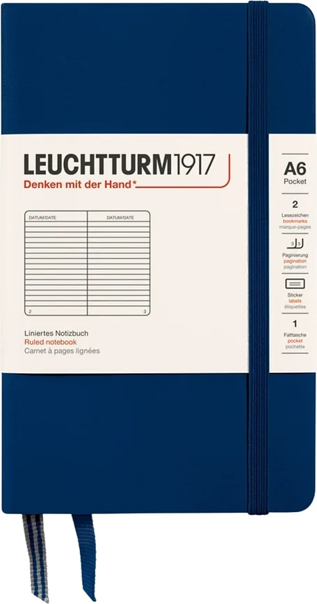 Блокнот Leuchtturm 1917, A6, в линейку, синий