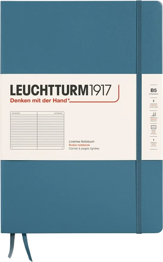 Блокнот Leuchtturm 1917, B5, в линейку, синий
