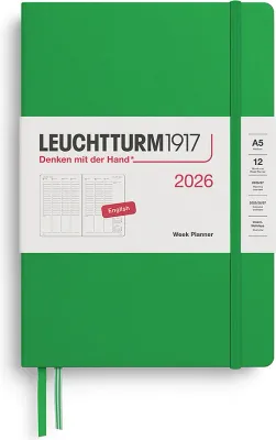 Блокнот Leuchtturm 1917, kolumnowy 2026 EN, A5, зелёный