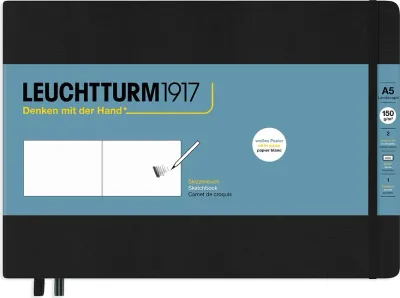 Блокнот Leuchtturm 1917, poziomy, A5, чёрный