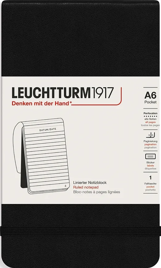 Блокнот Leuchtturm 1917, y, A6, в линейку, чёрный