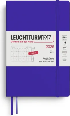 Блокнот Leuchtturm 1917, z notatnikiem 2025/2027 16M EN +, A5, чёрный