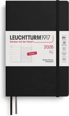 Блокнот Leuchtturm 1917, z notatnikiem 2026 EN +, A5, в линейку, чёрный