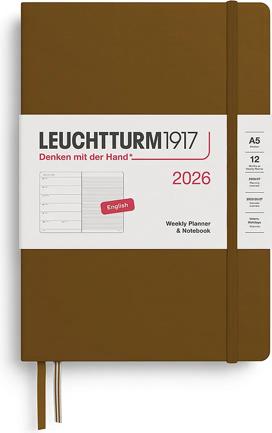 Блокнот Leuchtturm 1917, z notatnikiem 2026 EN, A5, в линейку, коричневый