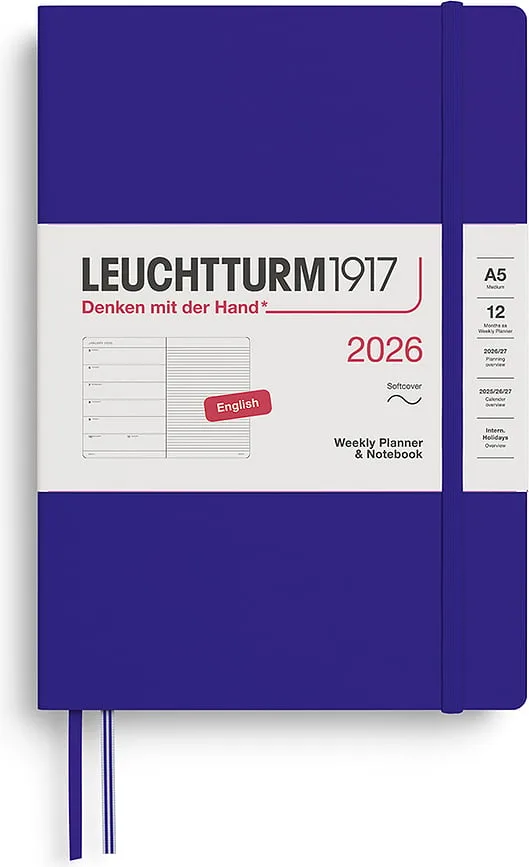 Блокнот Leuchtturm 1917, z notatnikiem 2026 EN, A5, в линейку, синий
