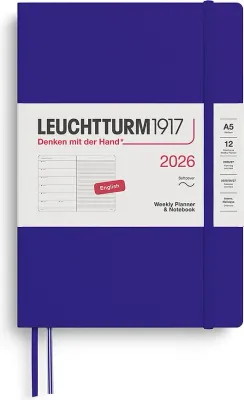 Блокнот Leuchtturm 1917, z notatnikiem 2026 EN, A5, в линейку, синий