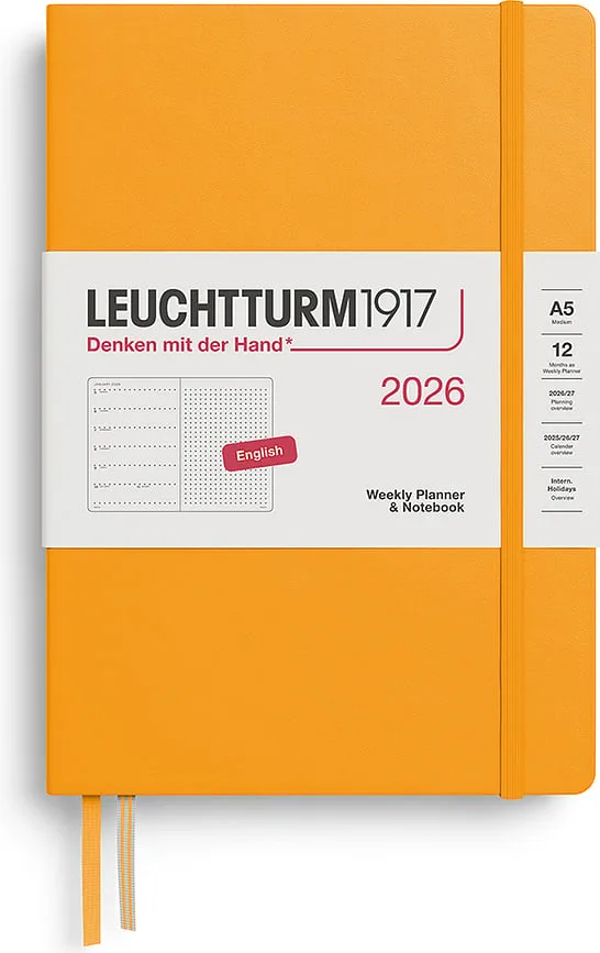 Блокнот Leuchtturm 1917, z notatnikiem 2026 EN, A5, в точку, оранжевый