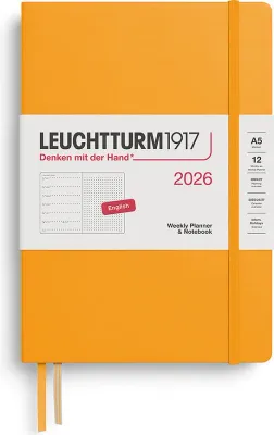 Блокнот Leuchtturm 1917, z notatnikiem 2026 EN, A5, в точку, оранжевый