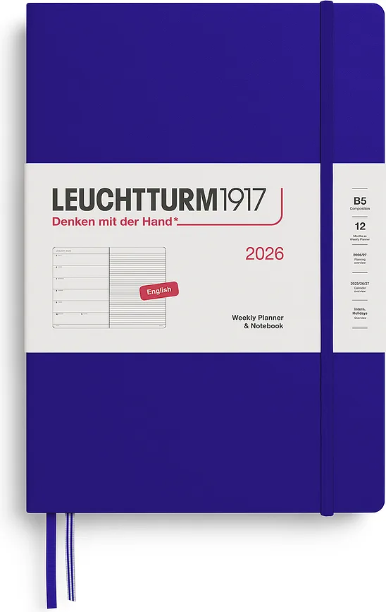 Блокнот Leuchtturm 1917, z notatnikiem 2026 EN, B5, в линейку, синий