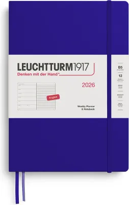 Блокнот Leuchtturm 1917, z notatnikiem 2026 EN, B5, в линейку, синий