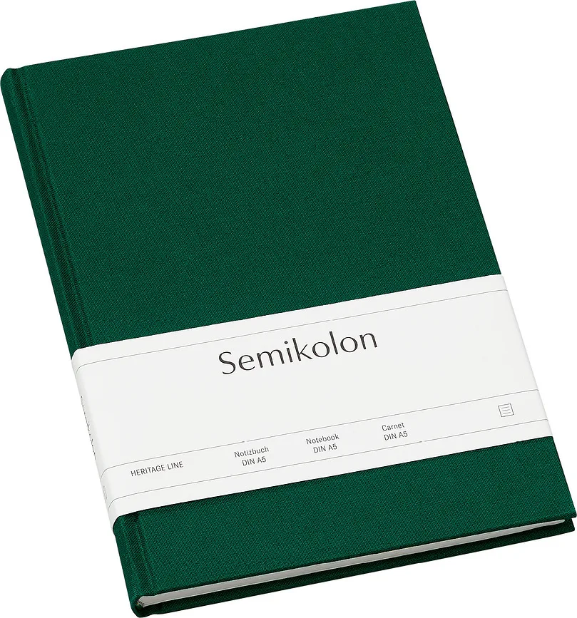 Блокнот Semikolon, Uni Classic, A5, в линейку, зелёный