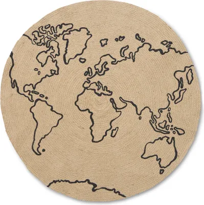 Ковёр Ferm Living World, джут, 100 см, бежевый