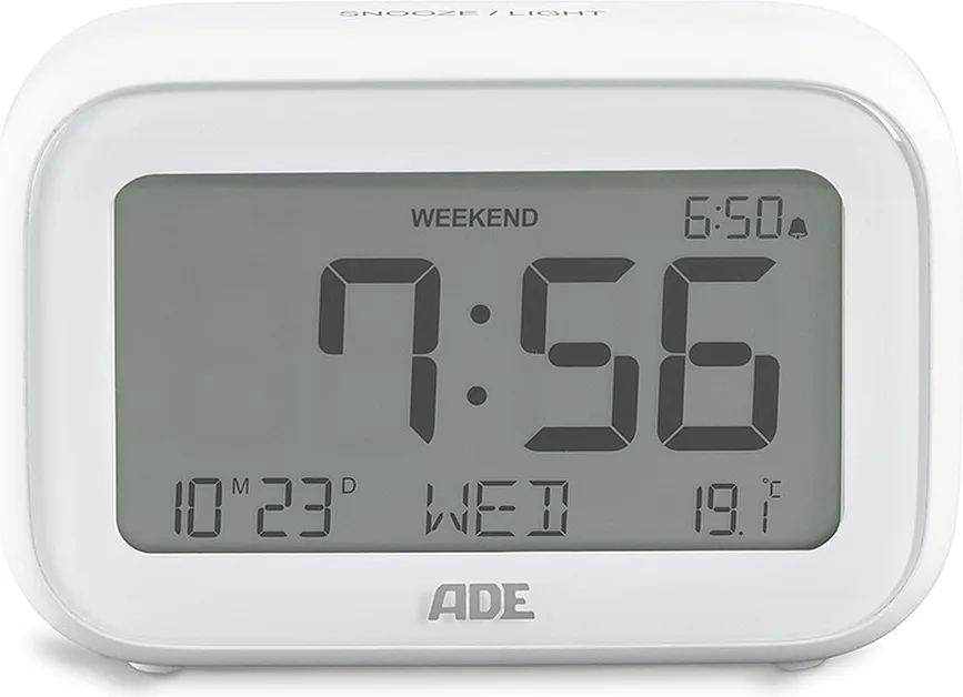 Настольные часы ADE z termometrem, пластик АБС, 3,8 11 см, белые