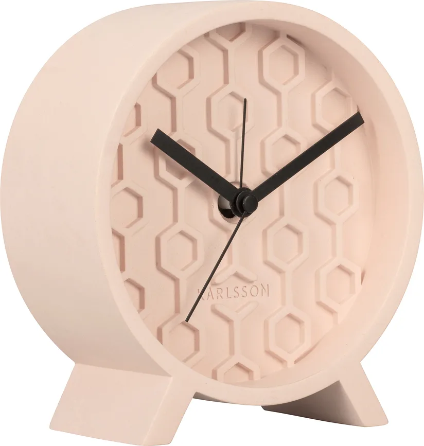 Настольные часы Karlsson Honeycomb, бетон, 13 см, розовые