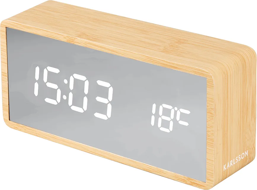 Настольные часы Karlsson i Silver Mirror LED Wood, пластик, высота 7 см