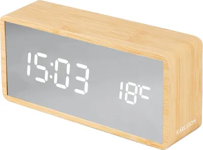 Настольные часы Karlsson i Silver Mirror LED Wood, пластик, высота 7 см