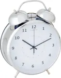Настольные часы NeXtime Wake Up, металл, 23 см, серебристые — фото 1