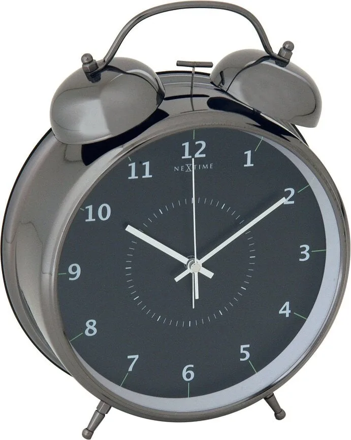Настольные часы NeXtime Wake Up, металл, 23 см, чёрные