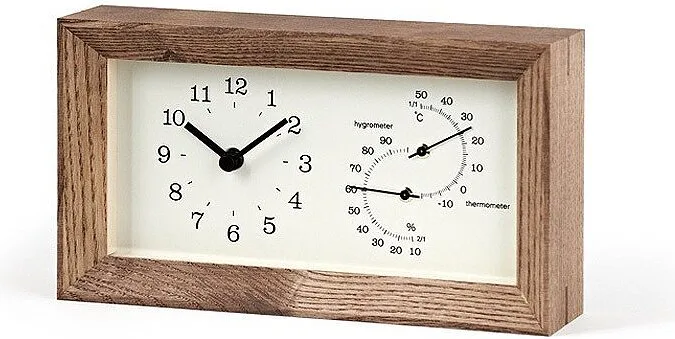 Настольные часы Lemnos z termometrem i higrometrem Frame, дерево, высота 11 см