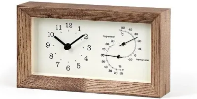 Настольные часы Lemnos z termometrem i higrometrem Frame, дерево, высота 11 см