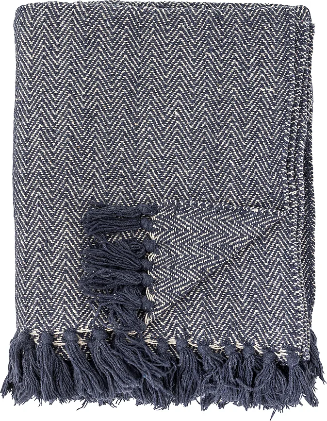 Плед Bloomingville Herringbone, хлопок, 130 160 см, серый