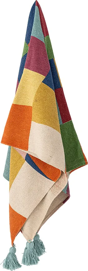 Плед в стиле пэчворк Bloomingville Colorine, хлопок, 130 160 см, разноцветный