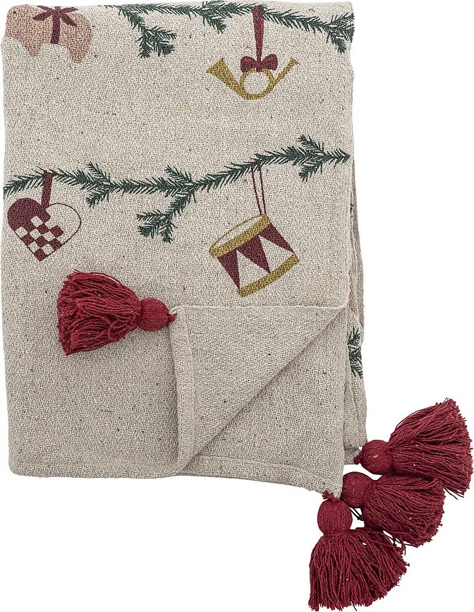 Плед новогодний Bloomingville Yule, хлопок, 130 160 см, разноцветный