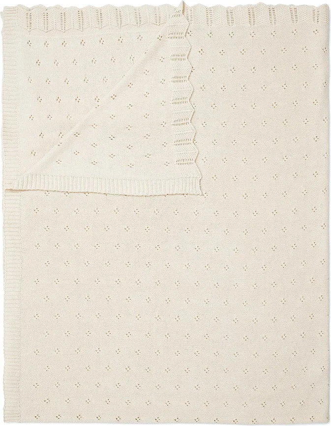 Плед вязаный Essenza Knitted Ajour, хлопок, 130 170 см, белый