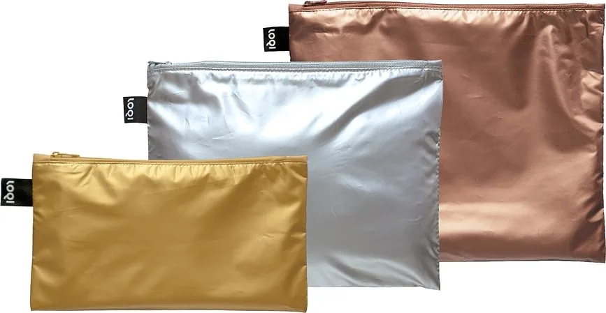 Набор косметичек LOQI Metallic, разноцветная, 3 шт., полиэстер