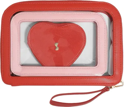 Набор косметичек Stackers Heart, красная, 3 шт., экокожа