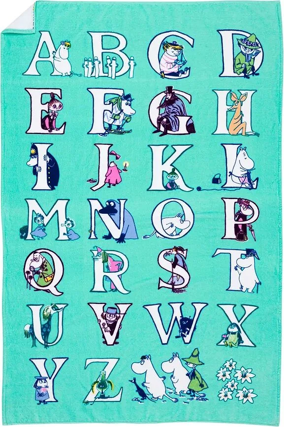 Полотенце банное Arabia Finland Muminki Alphabets, хлопок, 95 150 см, синее