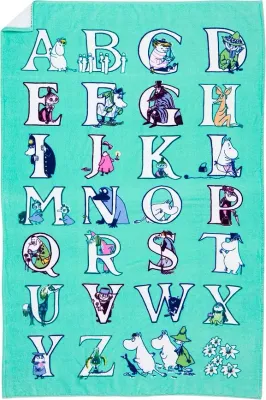 Полотенце банное Arabia Finland Muminki Alphabets, хлопок, 95 150 см, синее