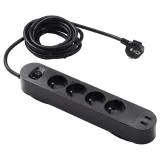 IKEA KOPPLA (ИКЕА КОППЛА) — Удлинитель 4 розетки/2 порта USB, чёрный 3.0 м — фото 1