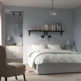 IKEA RAMNEFJÄLL (ИКЕА РАМНЕФЙЭЛЛ) — Чехол на каркас кровати, Klovsta серо-белый 140х200 см — фото 3